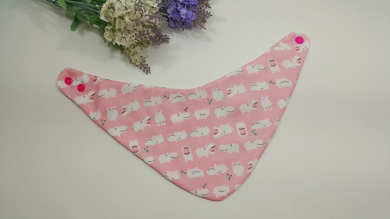Hippo opening double yarn 3 layer mouth scarf bib (limited section) - Bibs - Cotton & Hemp Pink