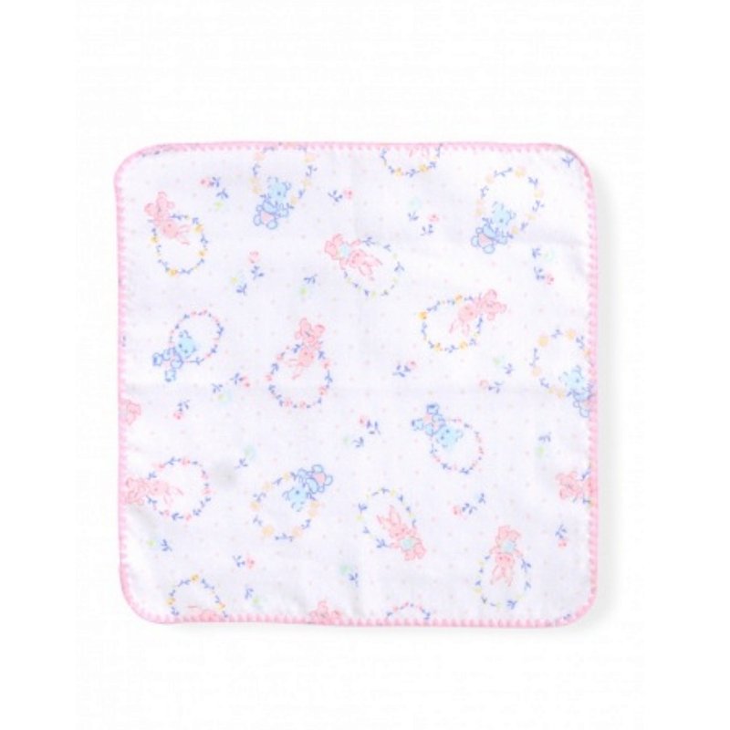 Japanese Boribon oeuf pink bear and rabbit two-layer yarn pure cotton handkerchief - Other - Cotton & Hemp 