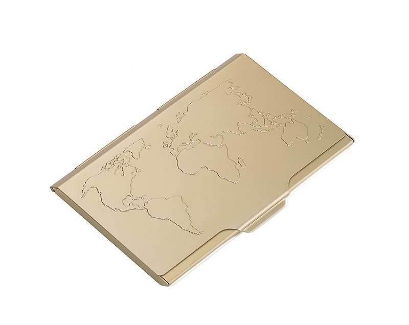 World Map Lightweight Business Card Holder (Golden) - Folders & Binders - Other Metals Gold