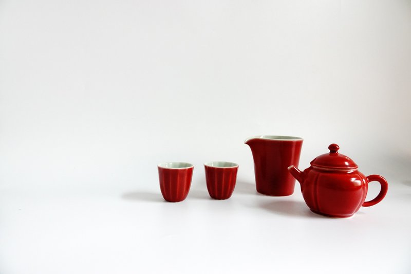 Not to mention the beautiful utensils cinnabar red four seasons harvest pot one pot one cup two cups - Teapots & Teacups - Porcelain 