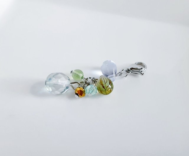 ♪136 ❤️ 雫しずくグリーンチェコビーズマスクチェーンハンドメイド