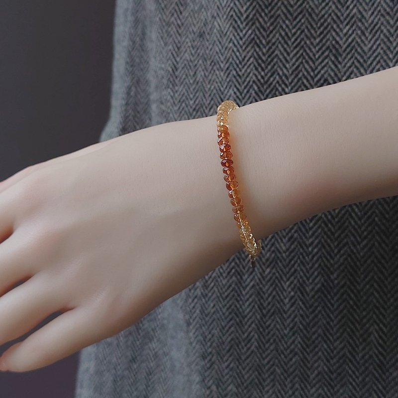 現貨特惠 - 漸層黃水晶切面車輪珠 14Kgf 包金手鍊 秋冬復古色系 - 手鍊/手環 - 半寶石 黃色