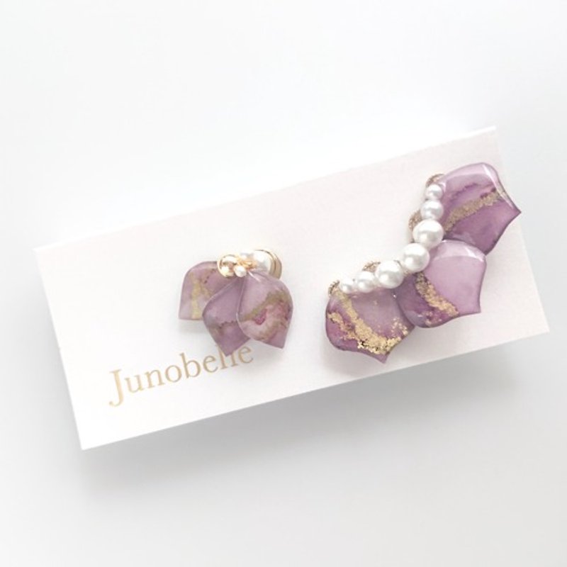 Fleur plus Purple Ear Cuff Earrings or Clip-On Alcohol Ink Art - Earrings & Clip-ons - Resin Purple