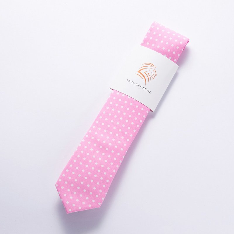 C0615-1 - ネクタイ・ネクタイピン - コットン・麻 ピンク