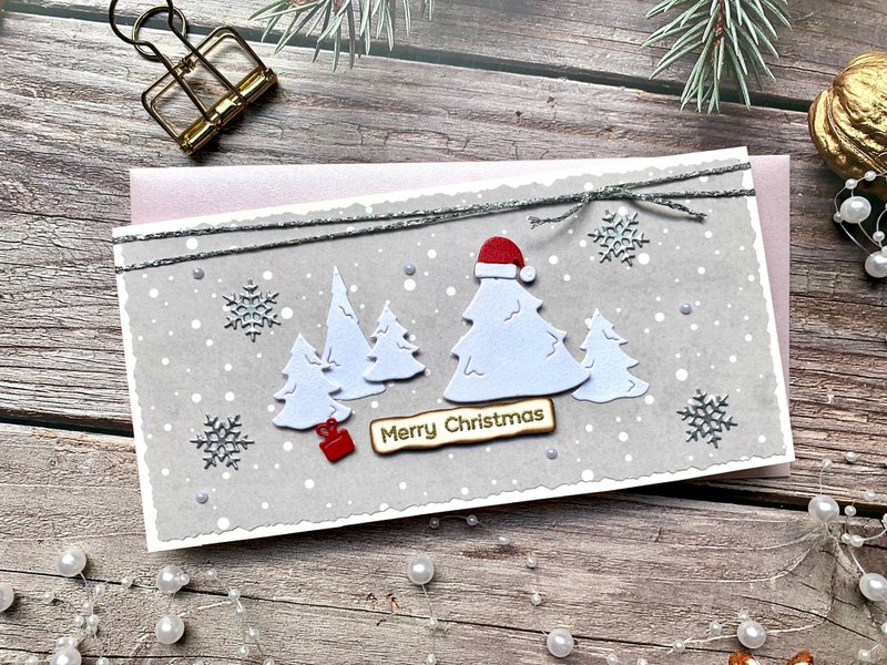 聖誕卡片Christmas Card_白色聖誕樹 - 卡片/明信片 - 紙 白色