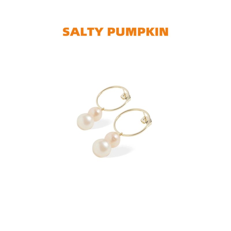 SALTY PUMPKIN I buy so I am in the series of vintage palace original niche natural 8 word pearl earrings - Earrings & Clip-ons - Pearl 