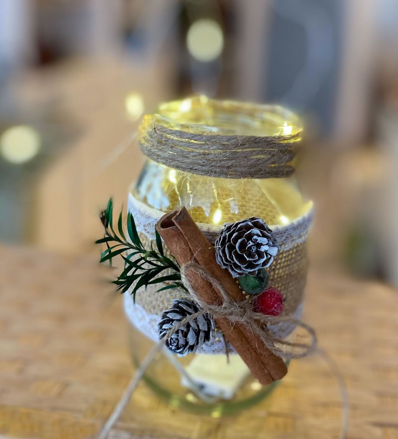 Christmas decoration Christmas gift glass bottle photo frame home decoration - Dried Flowers & Bouquets - Glass Green