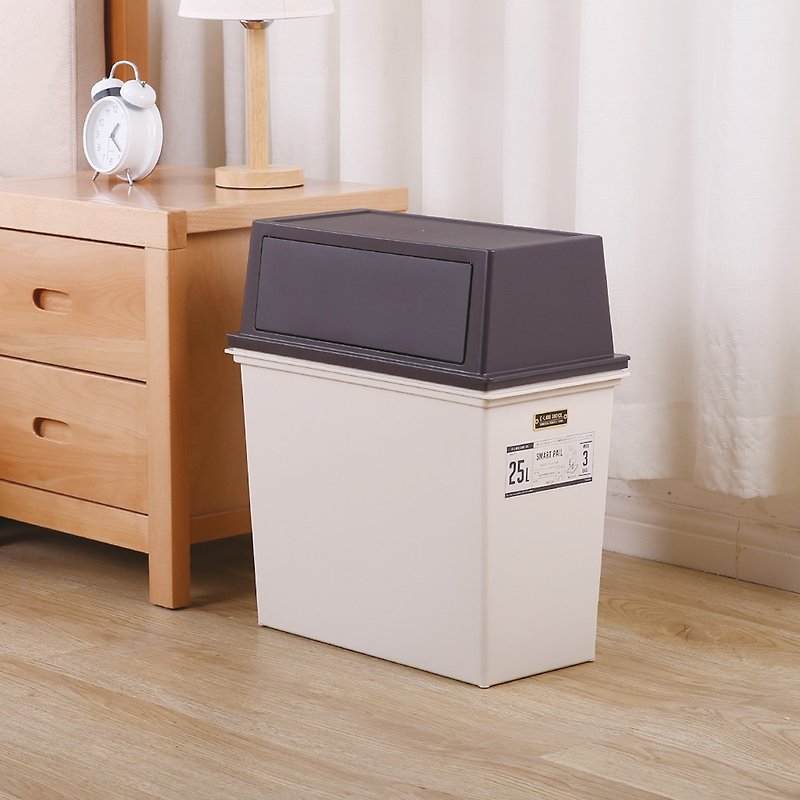 Japan Tianma e-LABO wide push-up trash can-25L - Trash Cans - Plastic 
