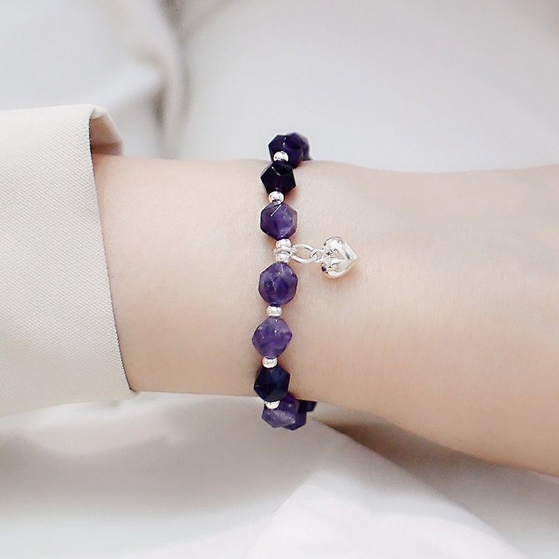 Anti-villain crystal | Rhine River Amethyst sterling silver bracelet | Mother's Day graduation gift - Bracelets - Semi-Precious Stones Purple