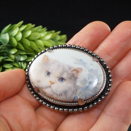 ★専用★3337☆WESTERN GERMANY/ポーセリン/猫ブローチ ☆専用☆3337☆WESTERN GERMANY/ポーセリン/猫ブローチ