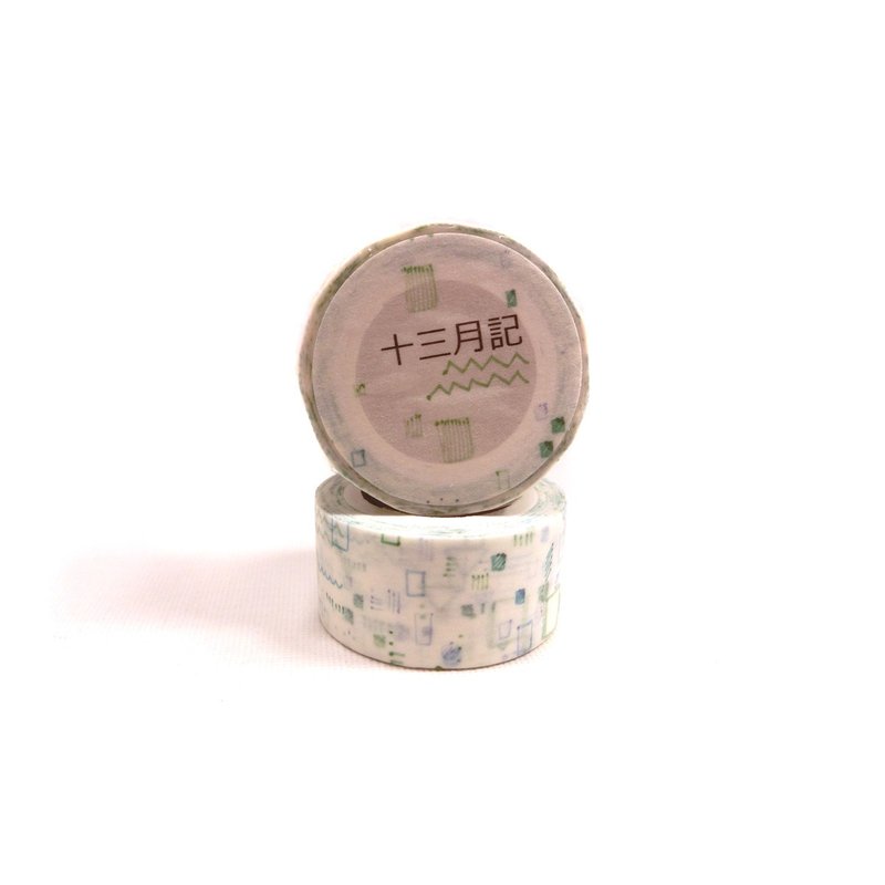 十三月記-鹽系素材和紙膠帶 - 紙膠帶/和紙/PET - 紙 綠色