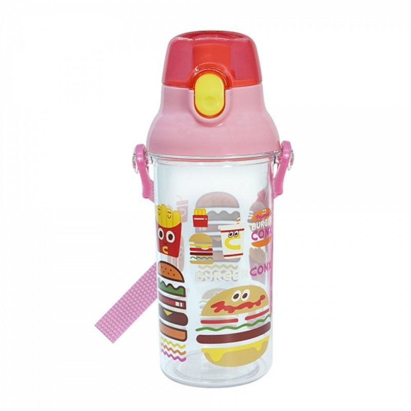 SKATER - Japan Made Straight Drinking Transparent Water Bottle (480ml) Strawberry Burger - Other - Plastic Multicolor