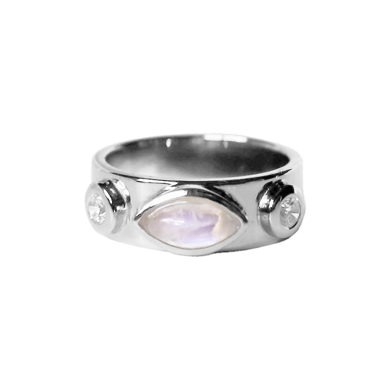 MIDAS — Moonstone Sterling Silver Ring - แหวนทั่วไป - โลหะ สีเงิน