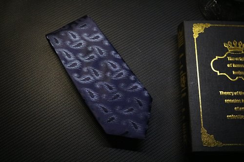 壞紳士 高端商務系列/藍色佩斯利百分百真絲領帶