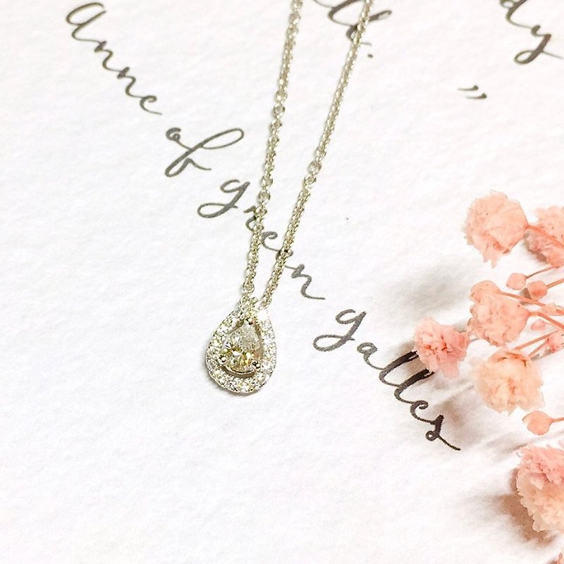 【Moriarty Jewelry】Pear-shaped (drop-shaped) diamond platinum chain - Necklaces - Diamond 