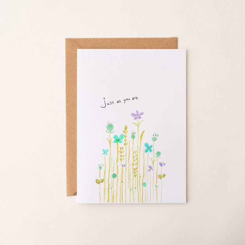 just as you are 草花イラスト 手描きカード 多目的カード カスタム誕生日カード 感謝カード - はがき・メッセージカード - 紙 グリーン