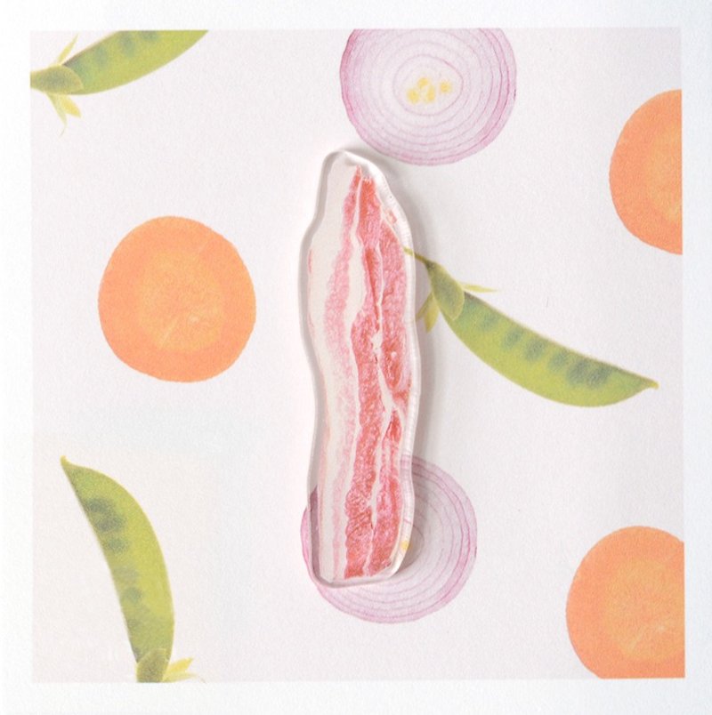 NoMatch substandard design transparent acrylic brooch printing markets pork bacon - Brooches - Acrylic Red