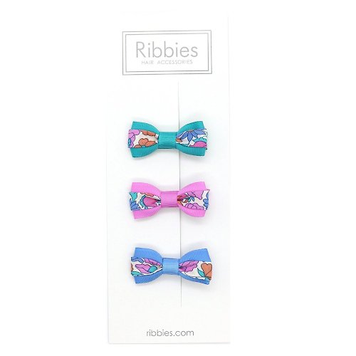Ribbies 台灣總代理 英國Ribbies 雙色緞帶蝴蝶結3入組-Poppy & Daisy