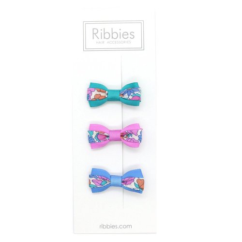 Ribbies 臺灣總代理 英國Ribbies 雙色緞帶蝴蝶結3入組-Poppy & Daisy
