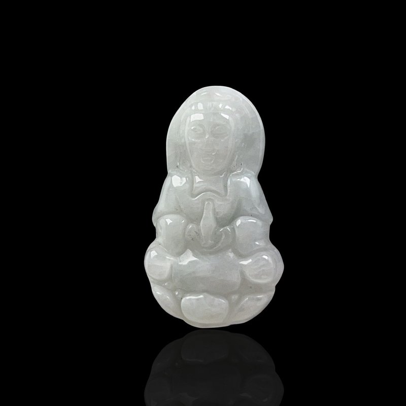 白翡翡翠寶瓶觀音菩薩項鍊 | 天然緬甸玉翡翠A貨 | 送禮 - 項鍊 - 玉石 綠色
