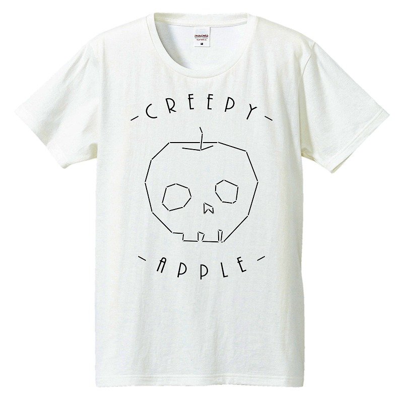 Tシャツ / Creepy apple - 男 T 恤 - 棉．麻 白色