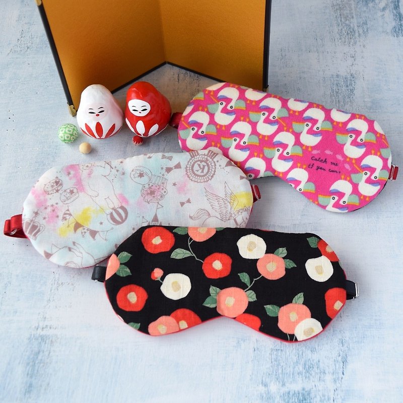 Lucky Bag  sleep mask set /with a free bag/travel/gift/sleep/ - ผ้าปิดตา - ผ้าฝ้าย/ผ้าลินิน สีแดง