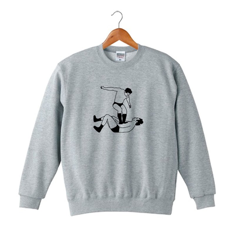 Foot stamp sweatshirt - เสื้อฮู้ด - ผ้าฝ้าย/ผ้าลินิน สีเทา