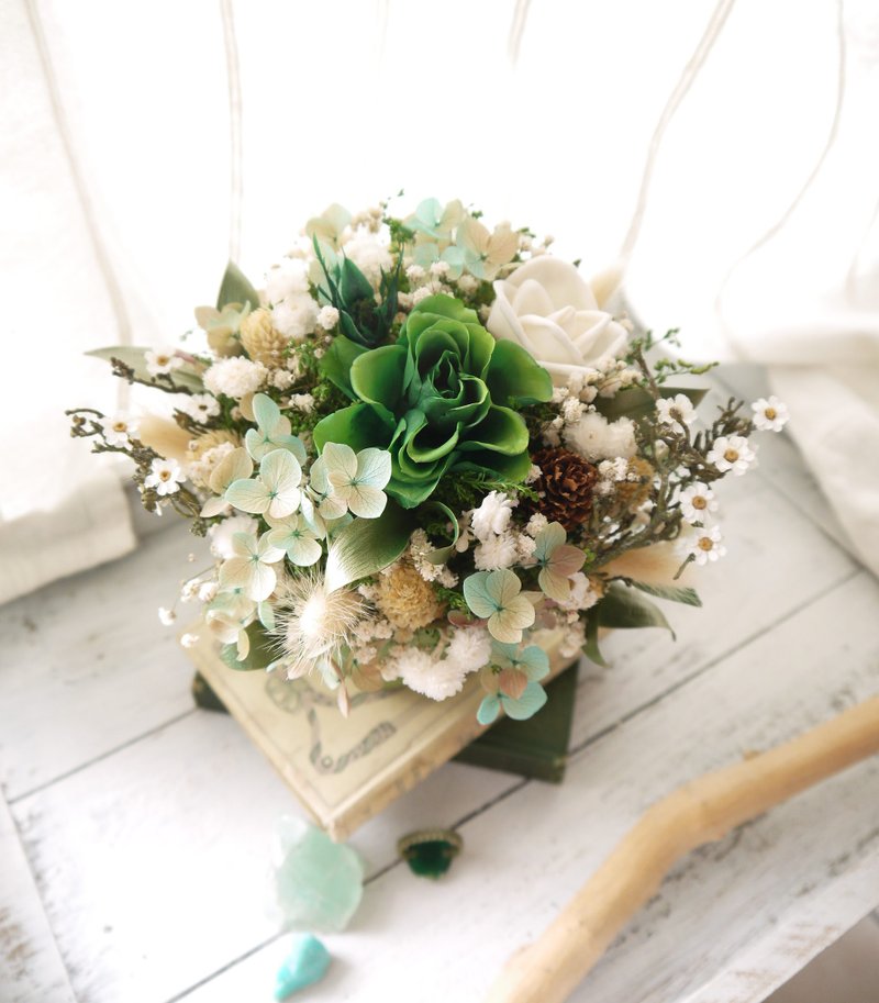 青梅竹馬.莫蘭迪色系.不凋花.索拉花.乾燥花.生日.告白.優質首選. - 乾燥花/永生花 - 植物．花 綠色