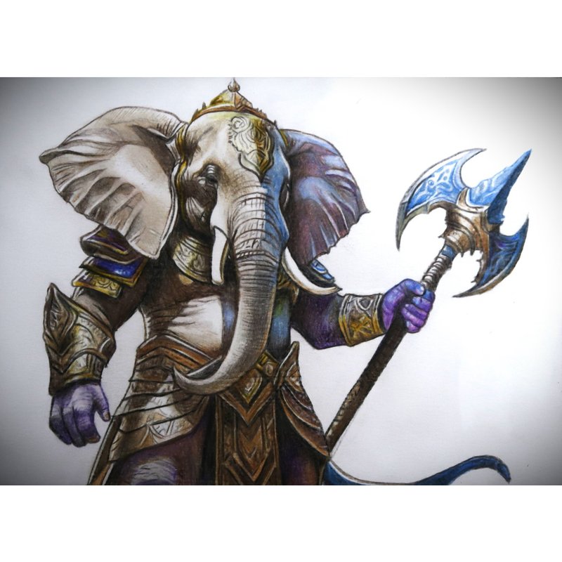 1.大象畫(上架作品)  2.客製畫  3.縮時攝影 - 似顏繪/客製畫 - 紙 卡其色