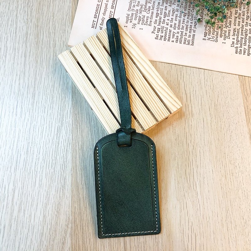 [Handmade Leather] Travel Tag-Olive Green (Made in MIT Taiwan) - Luggage Tags - Genuine Leather Green