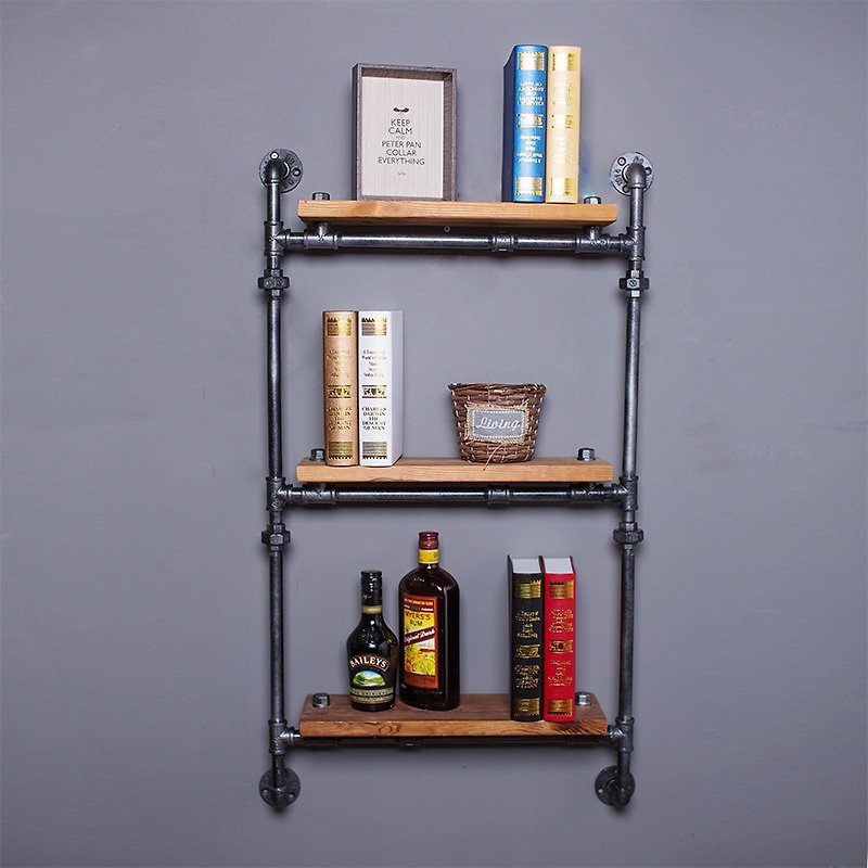 Industrial style retro water pipe rack wall decoration bookshelf storage rack - Bookshelves - Other Metals Brown