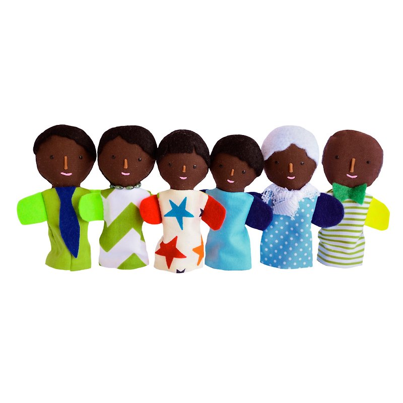 Families of finger puppets / Brown skin color - 手工娃娃 - Therapy doll - doll house - ของเล่นเด็ก - วัสดุอื่นๆ สีนำ้ตาล