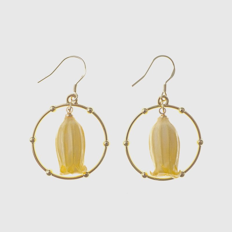 Earrings | Yellow Bell Orchid of Spring - ต่างหู - เรซิน สีเหลือง