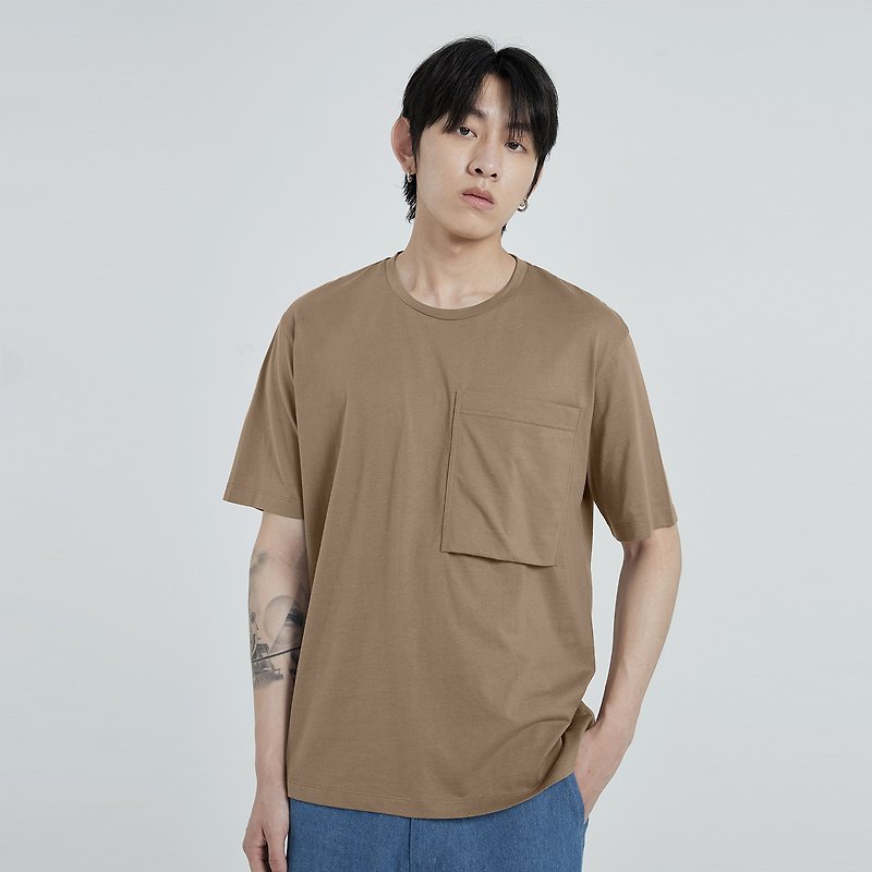 Double trim pocket T-shirt - Men's T-Shirts & Tops - Cotton & Hemp Brown