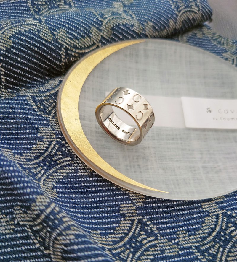 中古孤品 連盒 CELINE 純銀凱旋門戒指 指環頸鏈指輪包包掛件掛飾 - 戒指 - 純銀 銀色