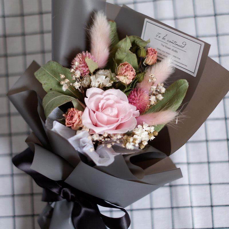 Unfinished | Gentle Winky flower immortal flower rose dry flower bouquet gift Giving girl confession Marriage Petite Valentine's Day spot - อื่นๆ - พืช/ดอกไม้ สึชมพู