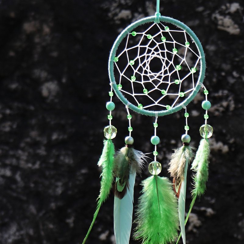 [Limited] Hope丨Gift hand-woven Dreamcatcher Dreamcatcher丨Ornament-Mint Green - Charms - Other Materials Green