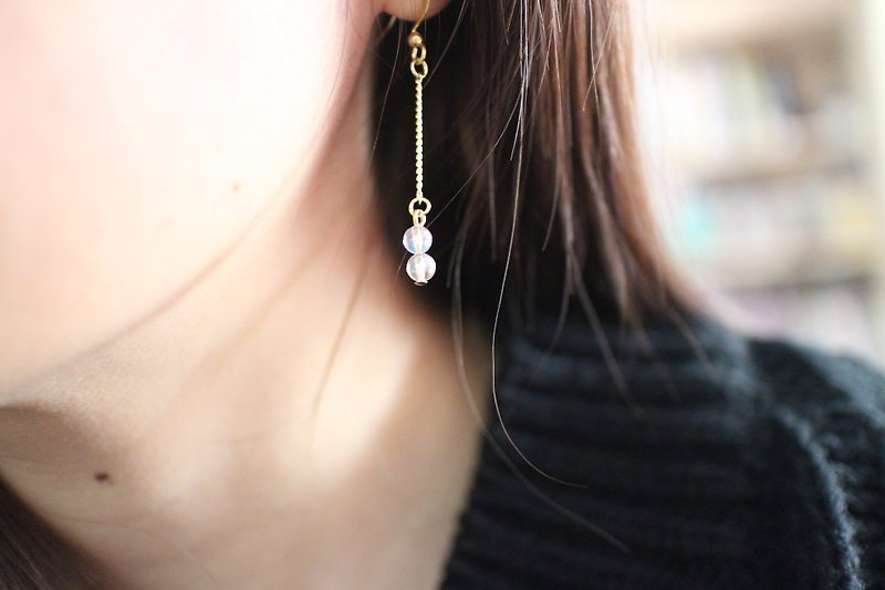 Clea-Crystal brass handmade earrings - Earrings & Clip-ons - Other Metals 