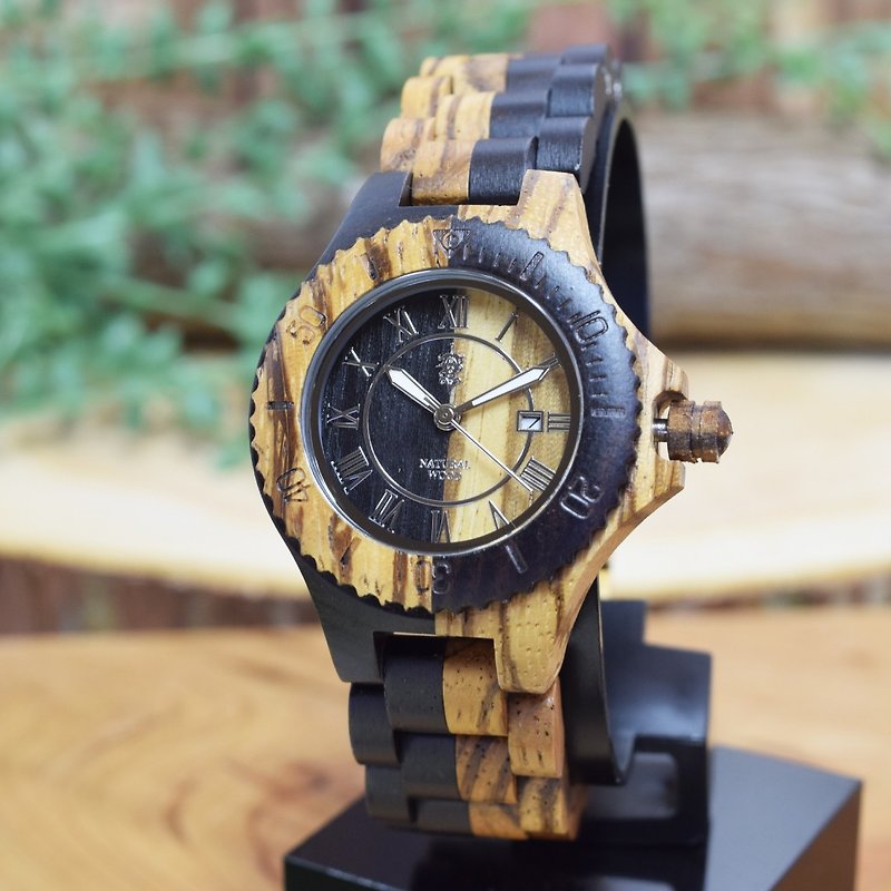 EINBAND Meer Zebra & Ebony 34mm Wooden Watch - Couples' Watches - Wood Brown