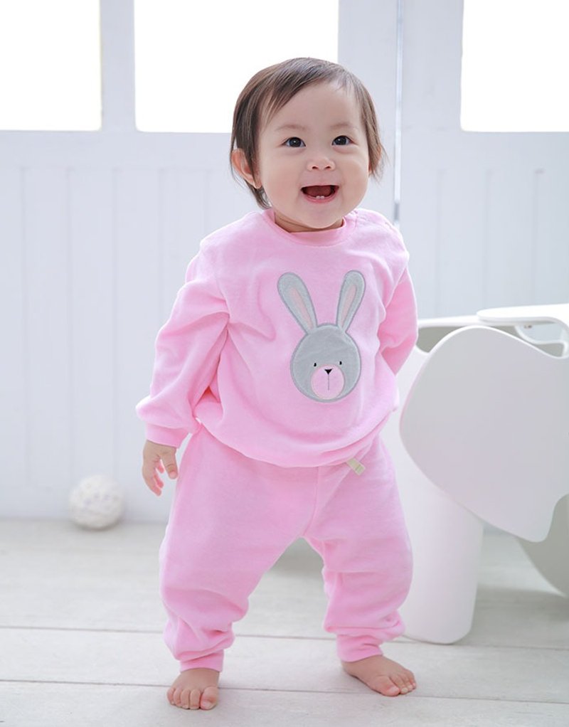 【Deux Filles 有機棉】棉絨上衣-粉紅純色 - 男/女童裝 - 棉．麻 粉紅色