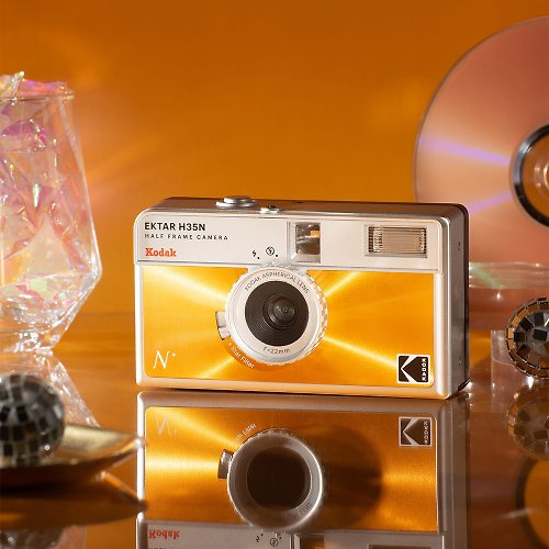 Kodak 柯達底片相機旗艦店 【Kodak 柯達】復古底片相機 半格機 H35N 炫光橘