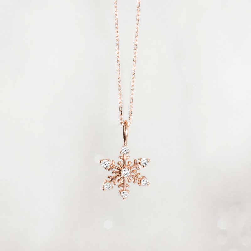 Snowflake Kiss Pendant | 14K天然鑽石墜飾 - 項鍊 - 鑽石 