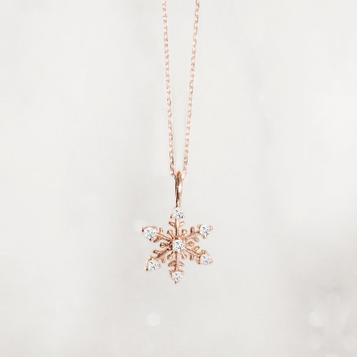 SeedTree Jewellery Snowflake Kiss Pendant | 14K天然鑽石墜飾