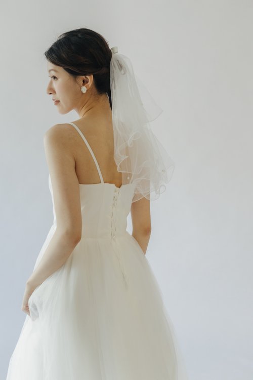 Miller米樂/新娘婚飾頭紗品牌 Miller 米樂新娘頭紗-蝴蝶結捲捲珍珠新娘頭紗