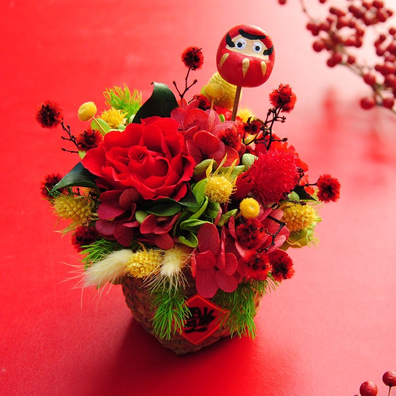 A small potted flower that will last forever and bring happiness to you - a lucky Dharma birthday gift and Christmas gift - Dried Flowers & Bouquets - Plants & Flowers Red