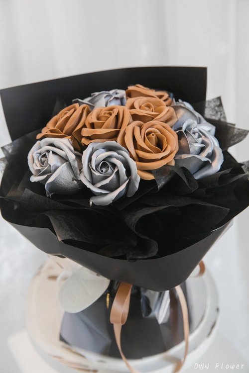 OWN Flower花藝設計 焦糖玫瑰花束/香皂花花束/生日花束/情人節花束/告白花束/永生花