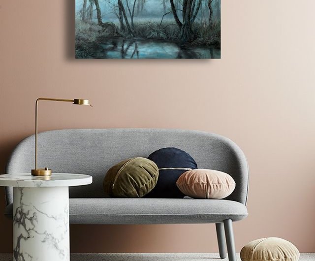 森の絵 木の絵 キャンバス絵画 キャンバスに油彩 ダーク