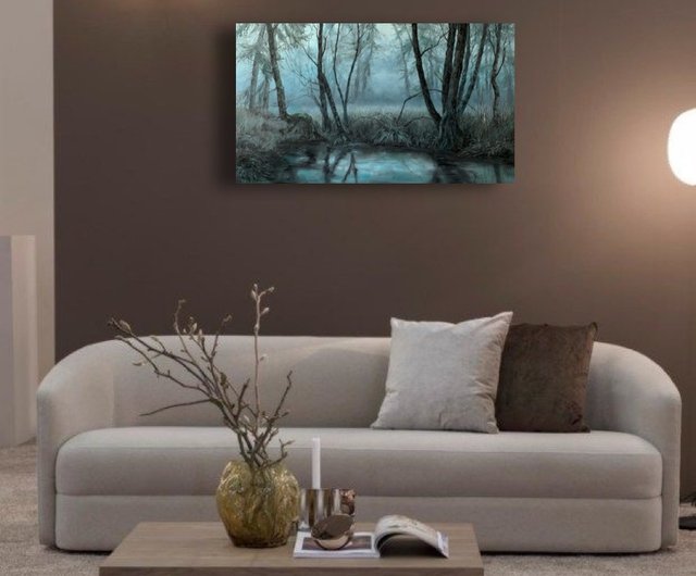 森の絵 木の絵 キャンバス絵画 キャンバスに油彩 ダークフォレスト