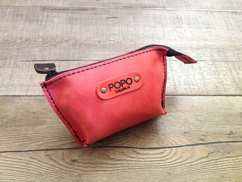 POPO│ Carmine │ cow leather wallets │ - Coin Purses - Genuine Leather Red