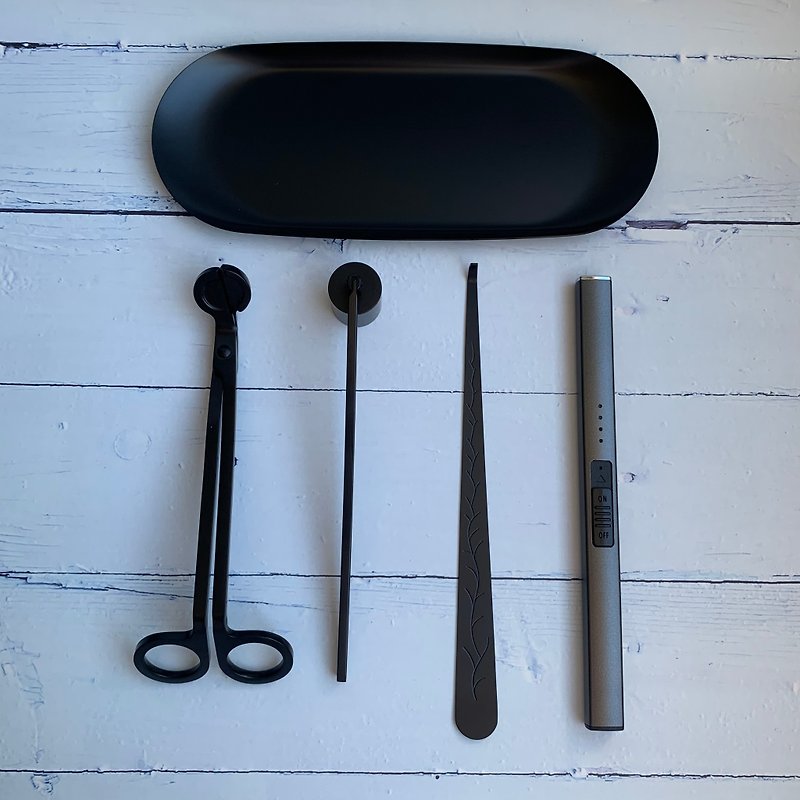 Five-piece scented candle tool set-matte black/ice Silver - Candles & Candle Holders - Other Metals 